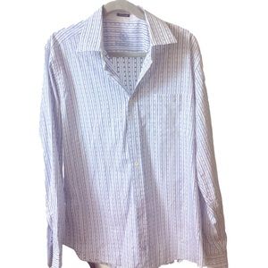 Nwot BUGATCHI UOUMO Blue & White Long Sleeve Button Down. Size L.
